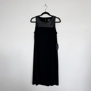 NWT Adrianna Papell Black Tank Dress With Faux Leather Upper Panel